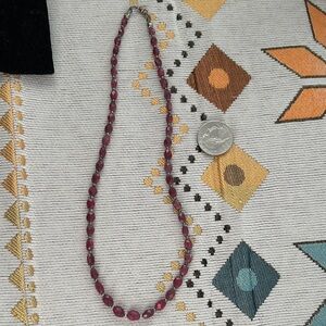 Elegant red rough rubies Beaded Necklace 925 clasp